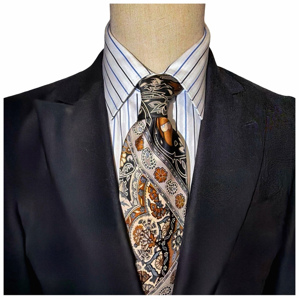 Bijan Men’s Silk Tie | Made in Italy | Paisley Baroque | Luxury Necktie - Picture 9 of 11